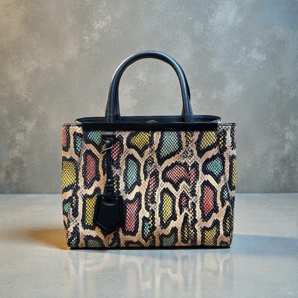 Fendi Handbags - Fendi 2Jours tote bag in multicolor python with black leather trim